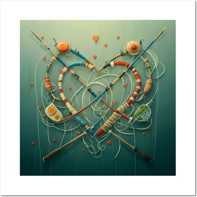 Fishing Hearts Of Love 10 Wall Art by MiracleROLart
